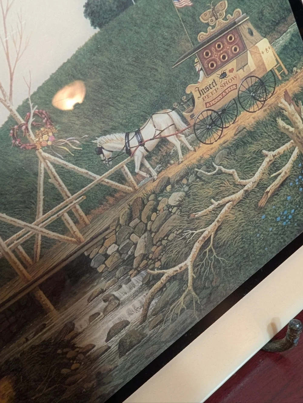 Americana Vintage Charles Wysocki Tile Wall Art Insect Peek Show Country EUC